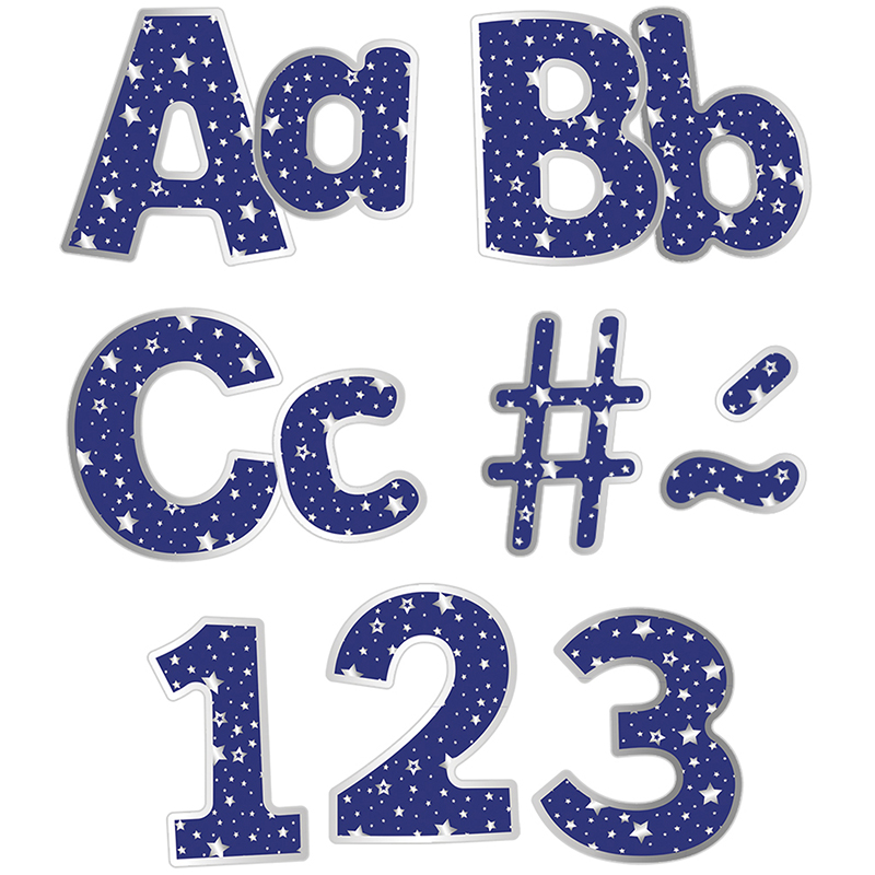 Navy With Silver Stars Ez Letters