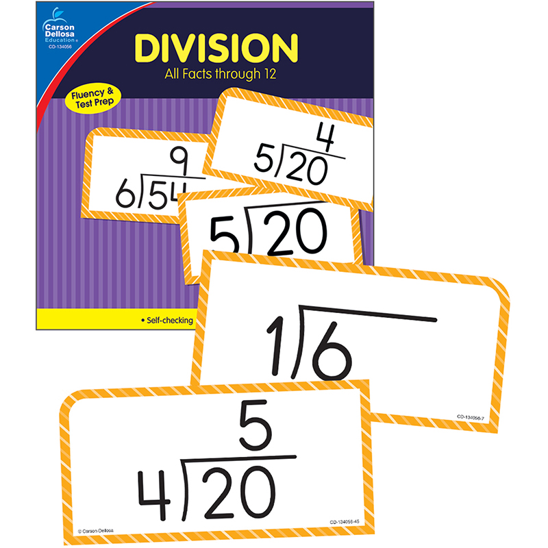 Division Facts Thru 12 Flash Cards