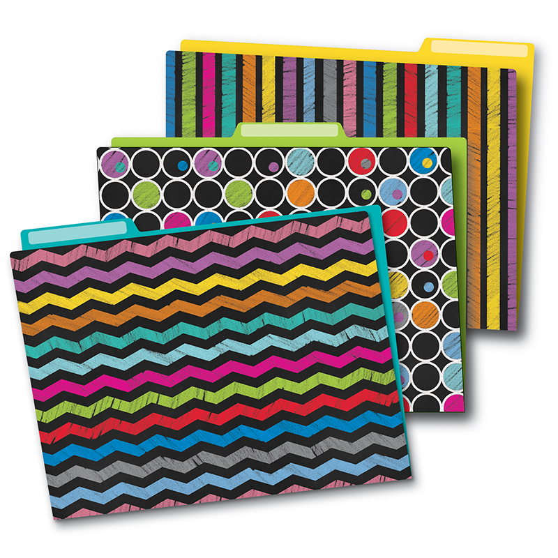 (6 Pk) Colorful Chalkboard Folders