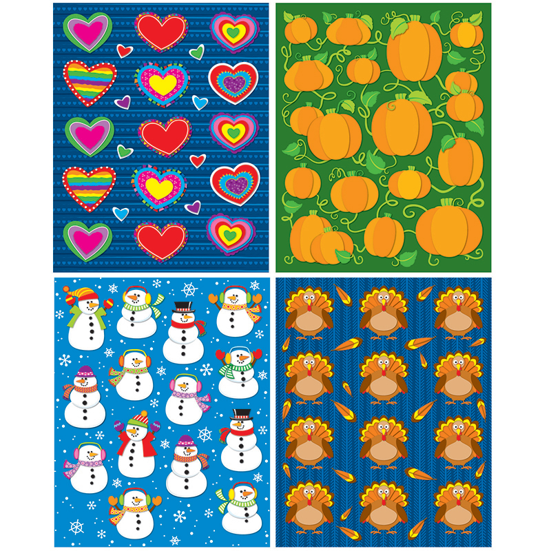 (3 Pk) Seasonal Shape Stickers Set