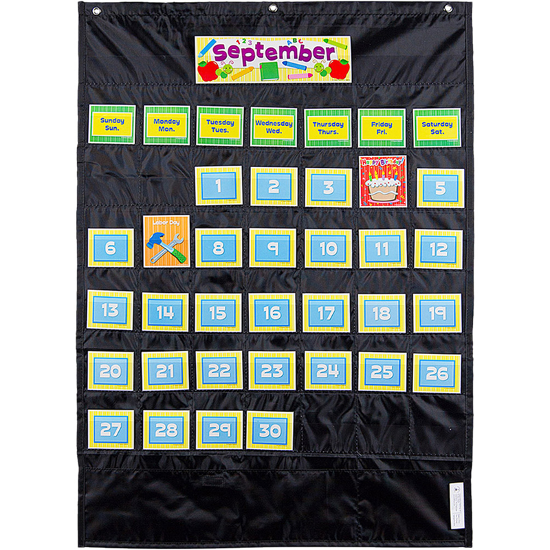 Deluxe Calendar Pocket Chart Black