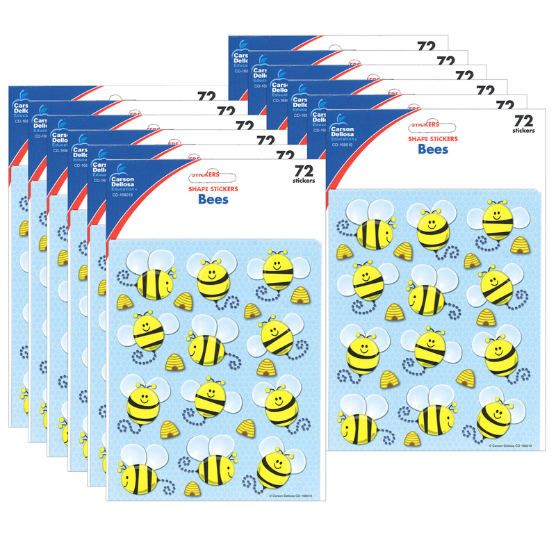 (12 Pk) Bees Shape Stickers