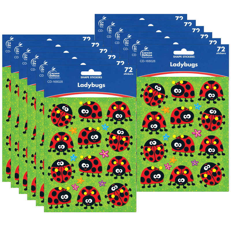 (12 Pk) Ladybugs Shape Stickers