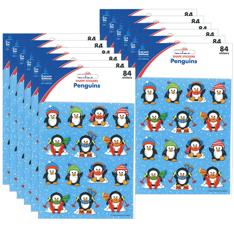 (12 Pk) Penguins Shape Stickers