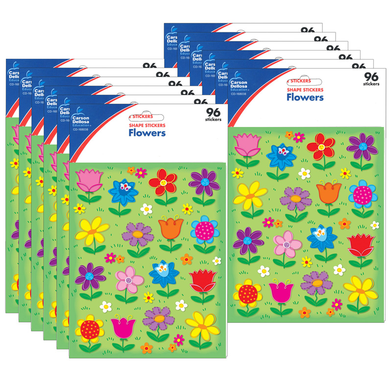(12 Pk) Flowers Shape Stickers