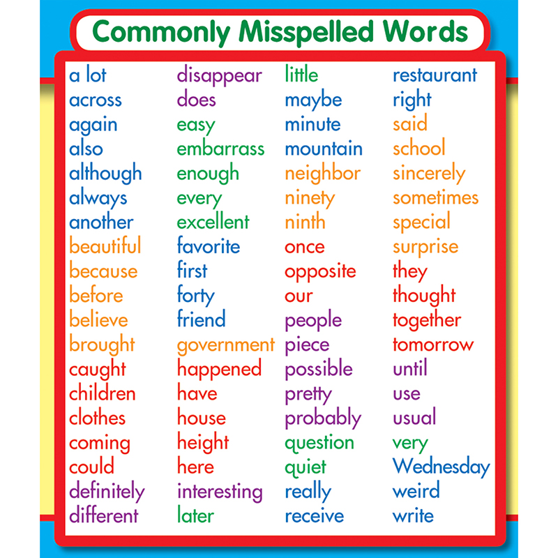 (12 Pk) Commonly Misspelled Words