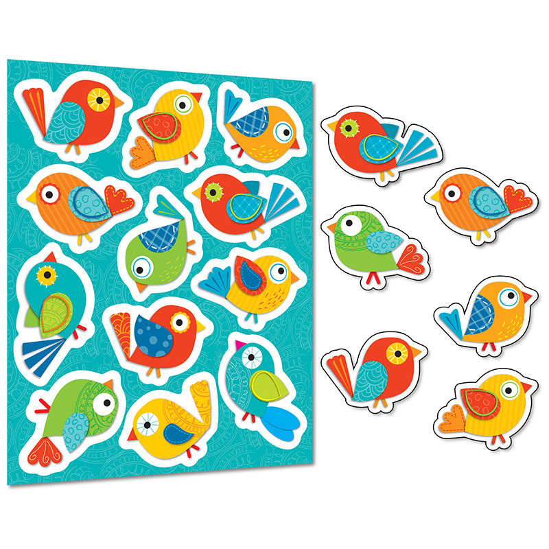 (12 Pk) Boho Birds Shape Stickers