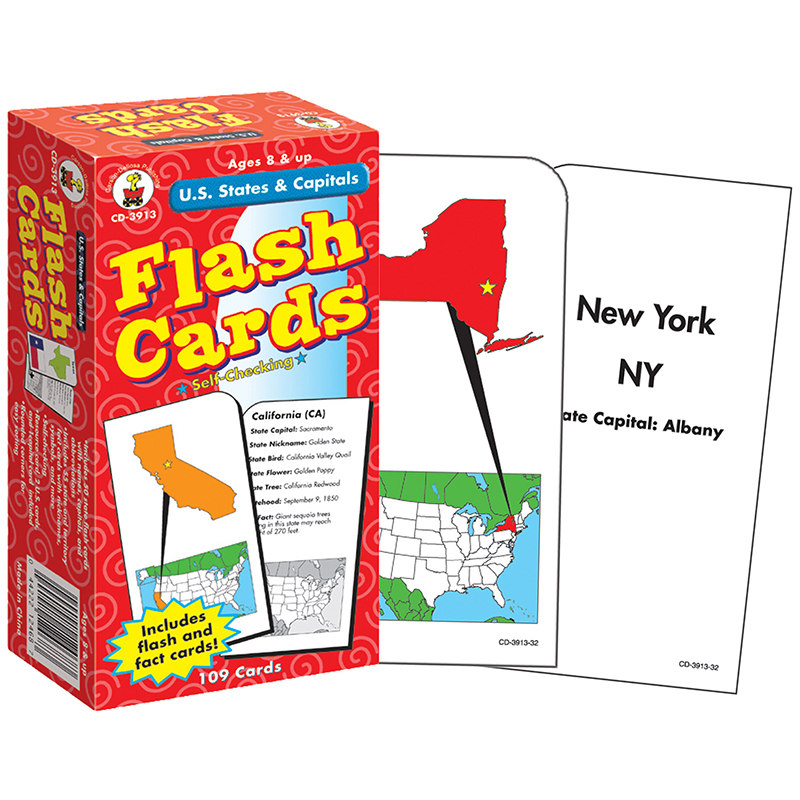 (3 Ea) Flash Cards Us States &
