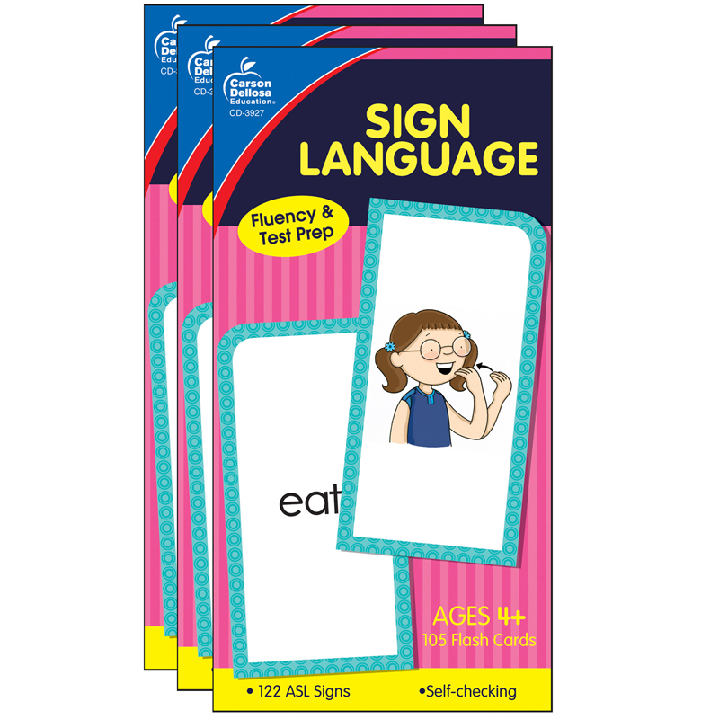 (3 Ea) Flash Cards Sign Language