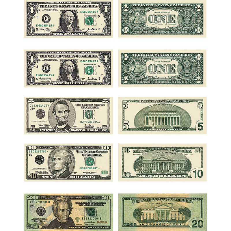 Money Us Bills 60 Stickers Per Pk