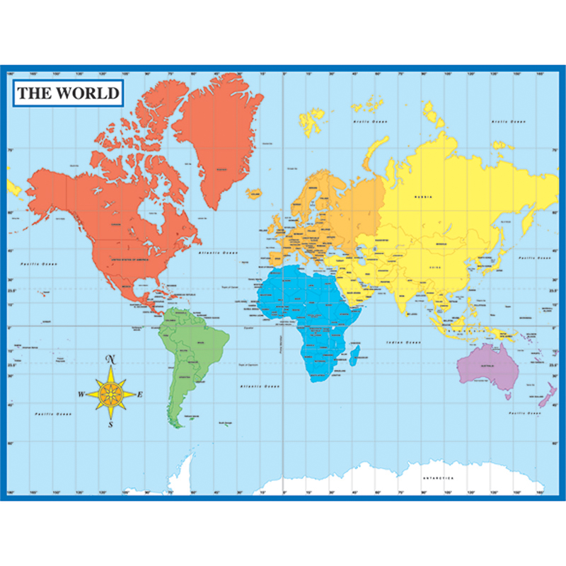 Chartlet Map Of The World 17 X 22