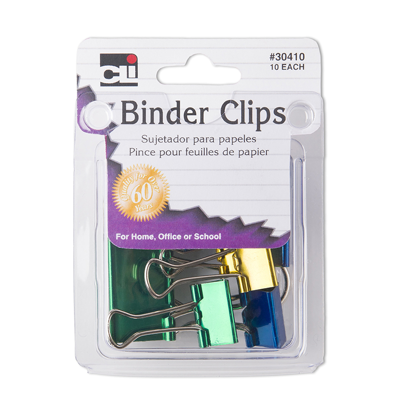 (12 Pk) Binder Clips Asst Size&Clr