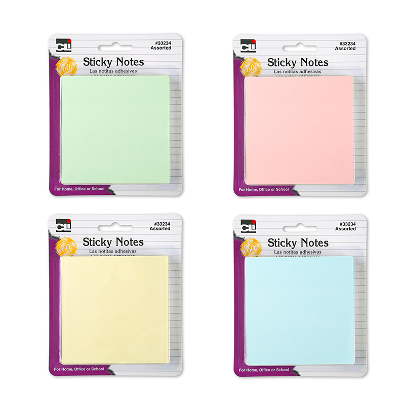 (12 Pk) Sticky Notes 3x3 4 Pads Per