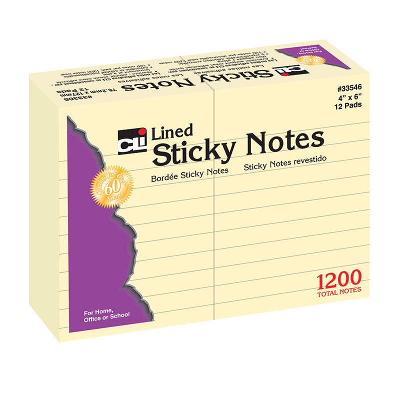 (2 Pk) Sticky Notes 4x6 Lined