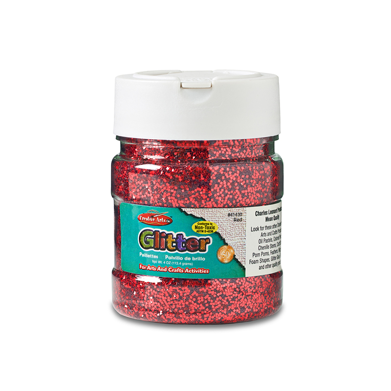 (6 Ea) Glitter 4oz Jar Red