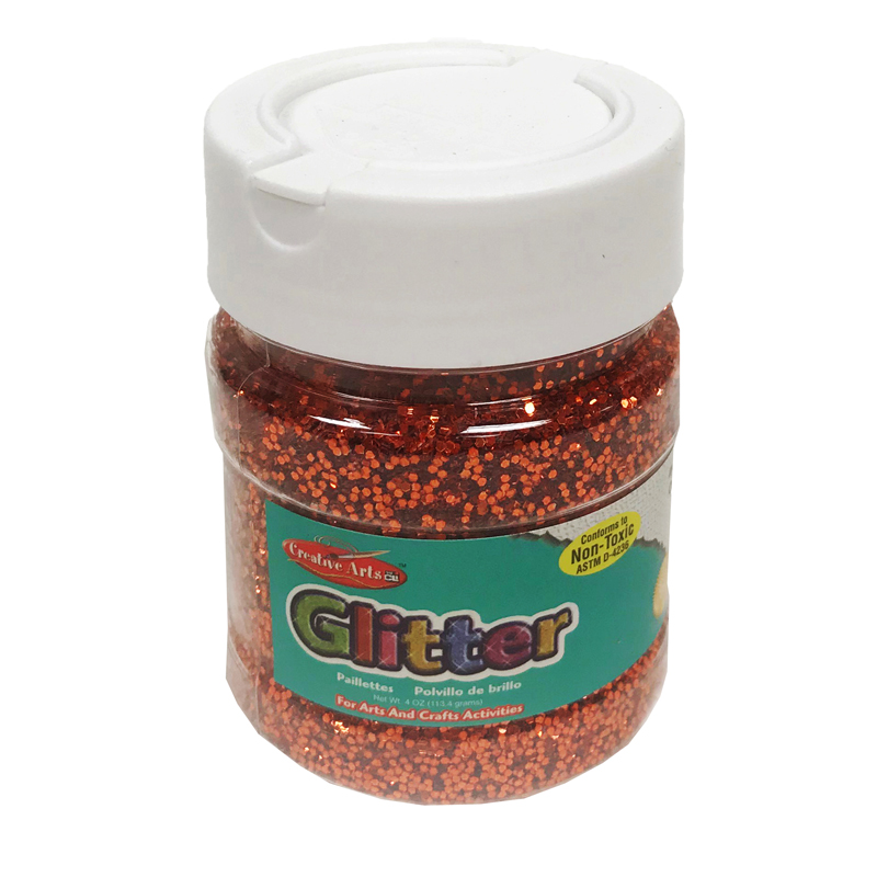 (6 Ea) Glitter 4oz Jar Orng