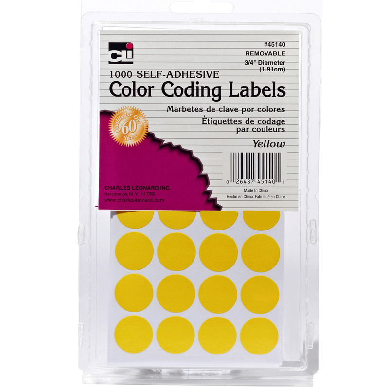(12 Pk) Color Coding Labels Yellow