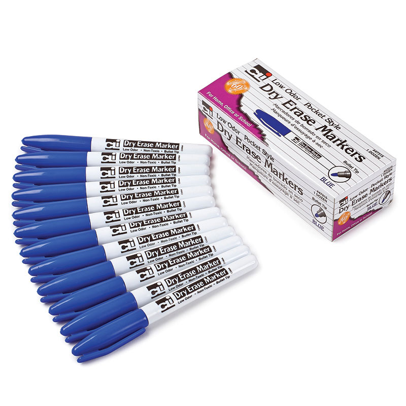 12ct Blue Bullet Tip Dry Erase