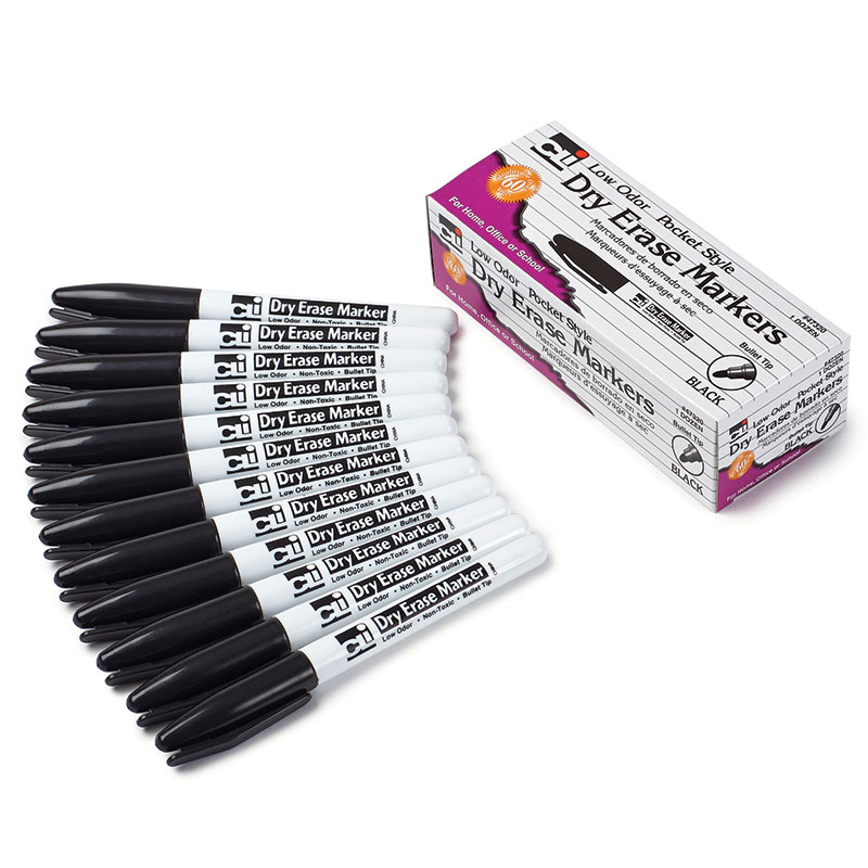 12ct Black Bullet Tip Dry Erase