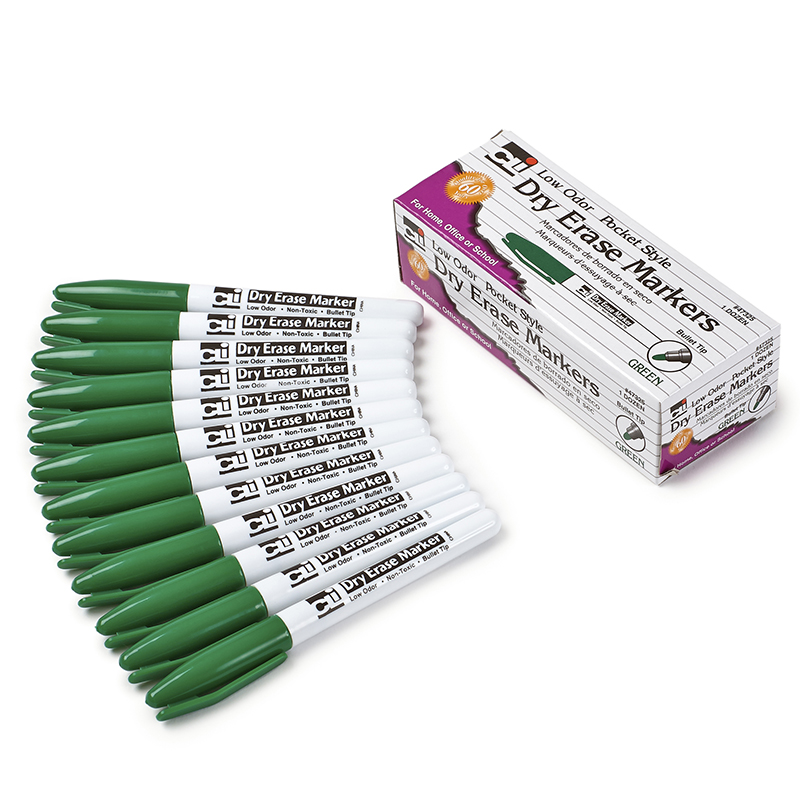 12ct Green Bullet Tip Dry Erase