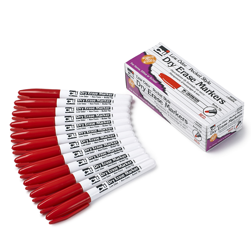 12ct Red Bullet Tip Dry Erase