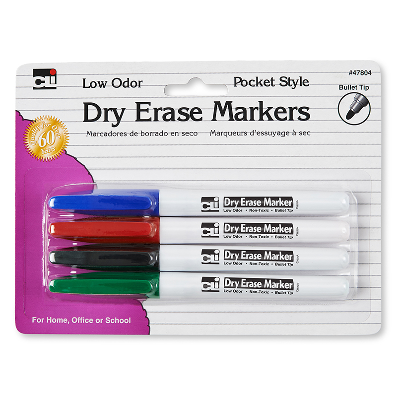 Dry Erase Markers 4 Clr Set Bullet