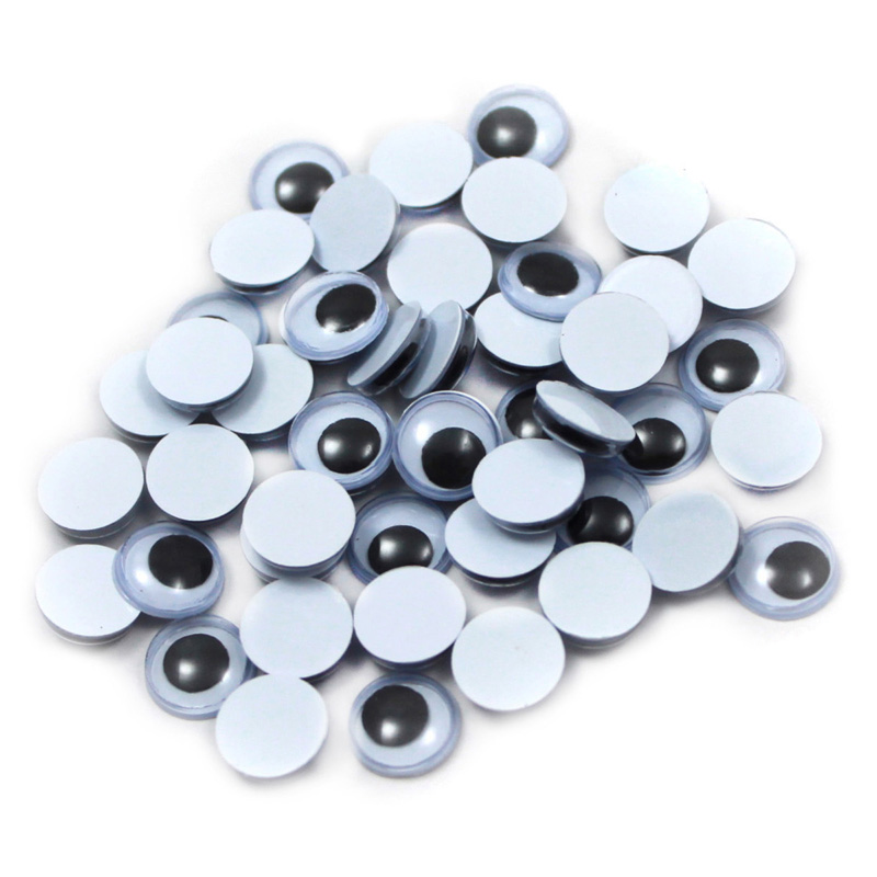 Wiggle Eyes Round 7mm Black 50ct