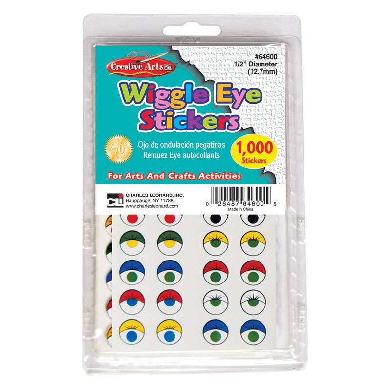 (2 Pk) Wiggle Eyes Stickers Asstd