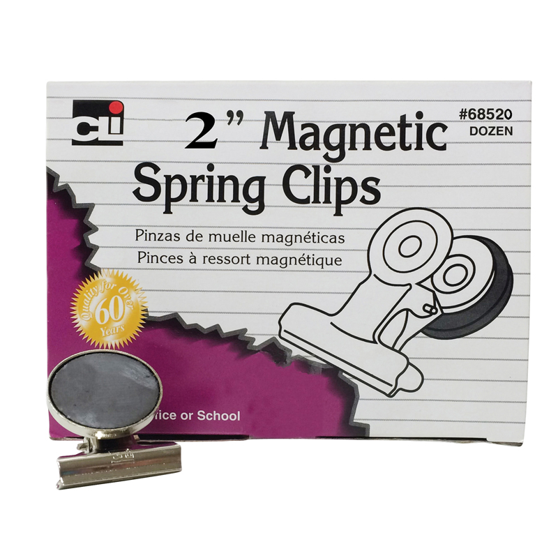 (3 Bx) Magnetic Spring Clips 2in