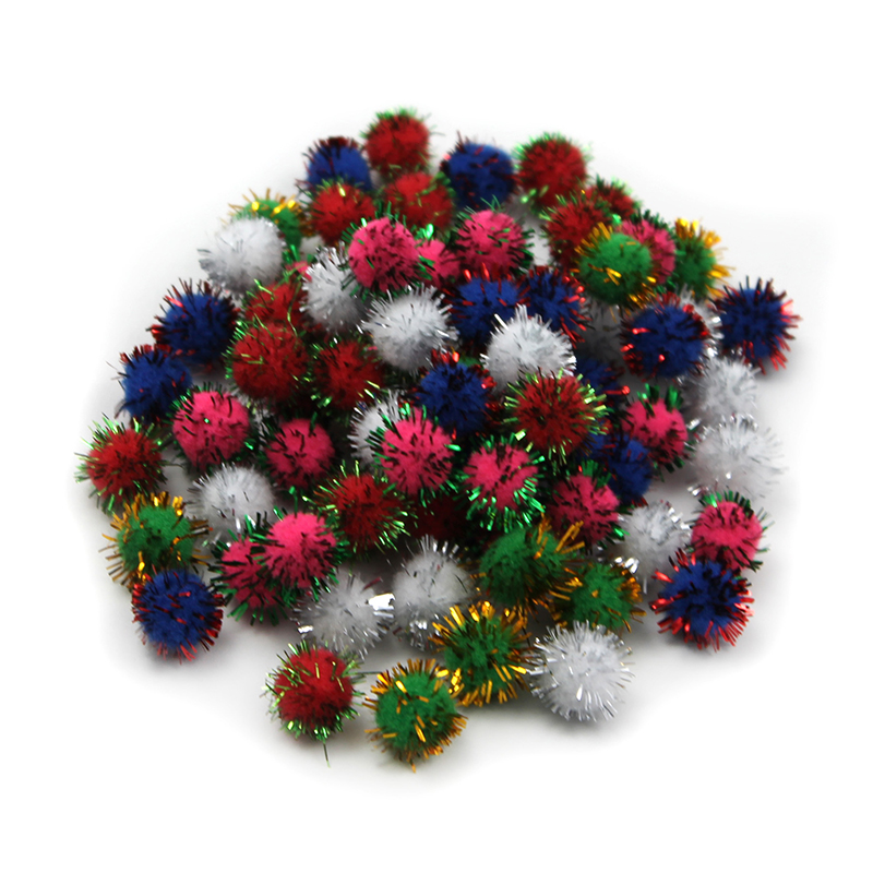 (12 Pk) Pom Poms 1.5in Glitter Asst