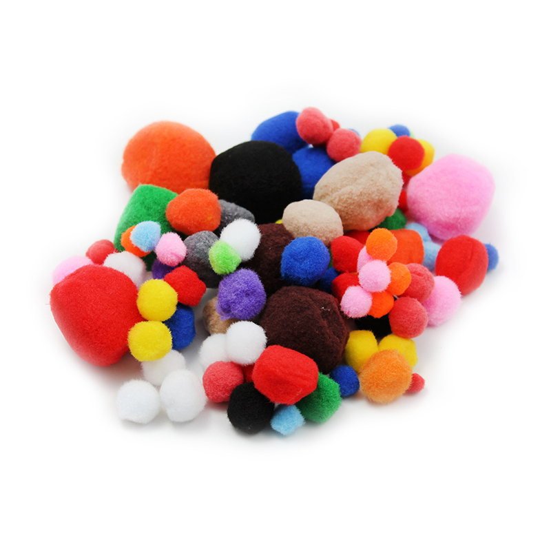 (12 Pk)Pom Poms Asst Sizes & Colors