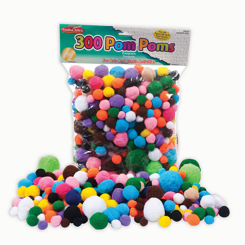 (4 Pk) Pom Poms Asst Sizes & Colors