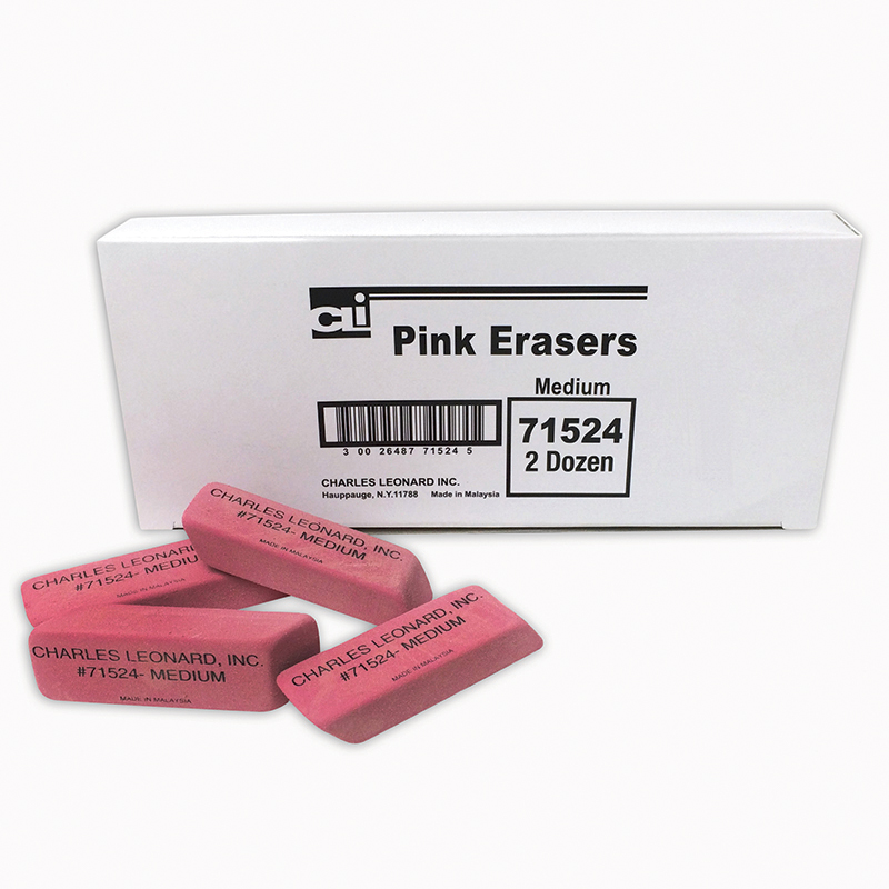 (3 Bx) Pink Economy Wedge Erasers