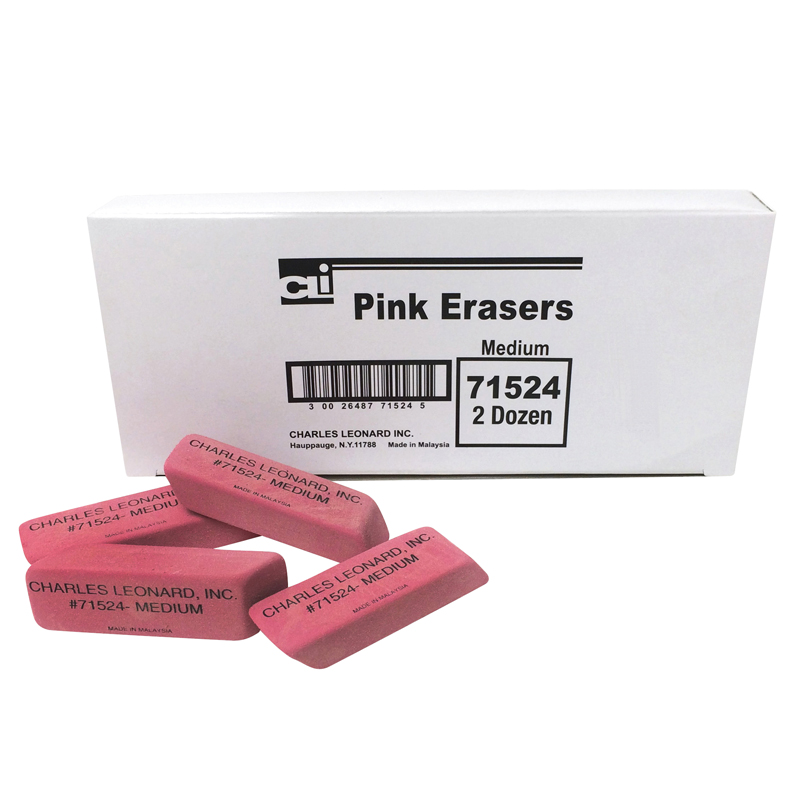 24/Bx Pink Economy Wedge Erasers