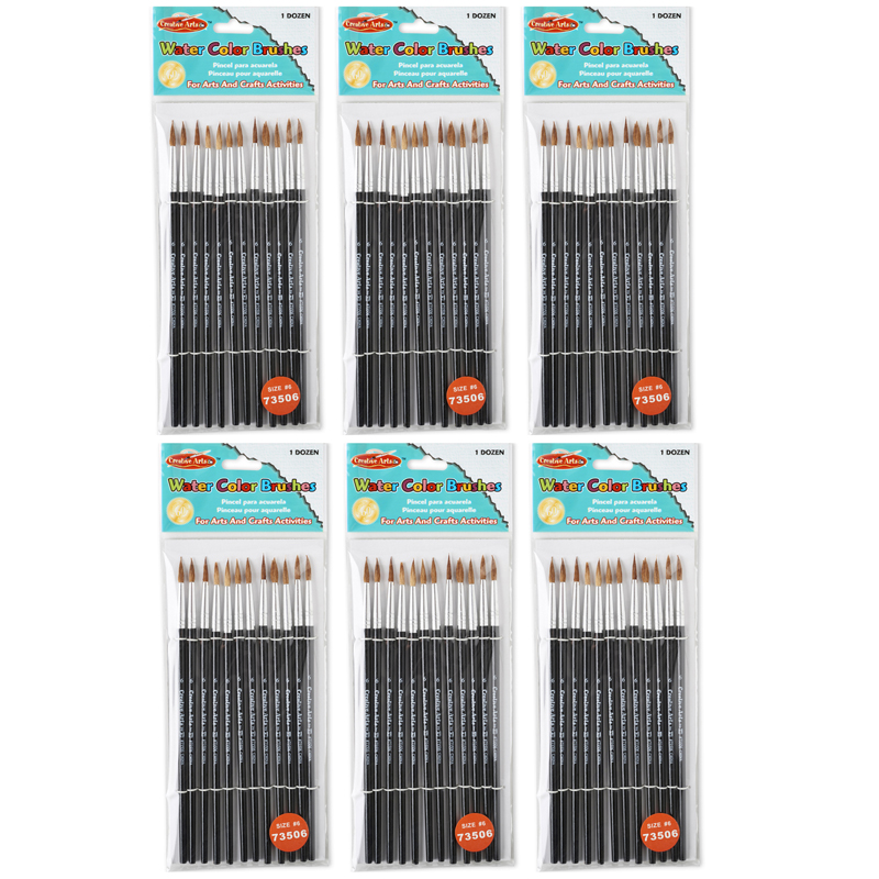 (6 Pk) Paint Brushes Pointed