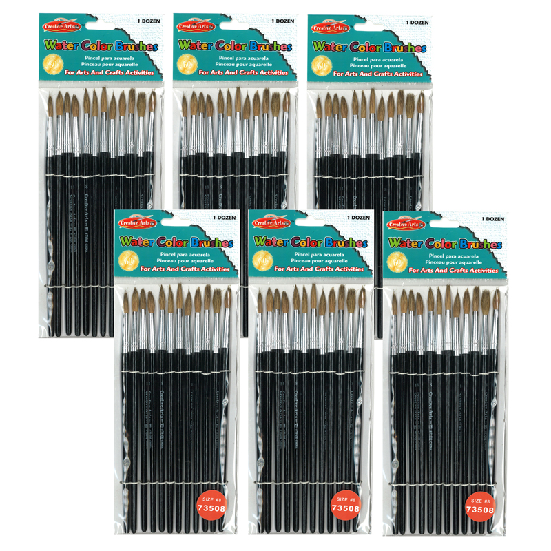 (6 Pk) Paint Brushes Pointed