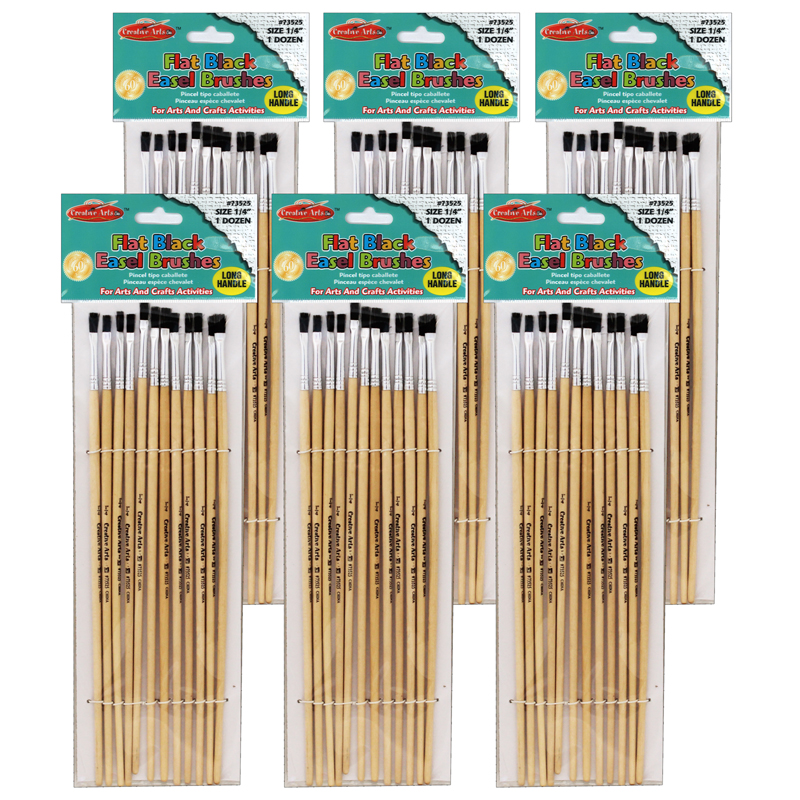 (6 St) Brushes Easel Flat 1/4in