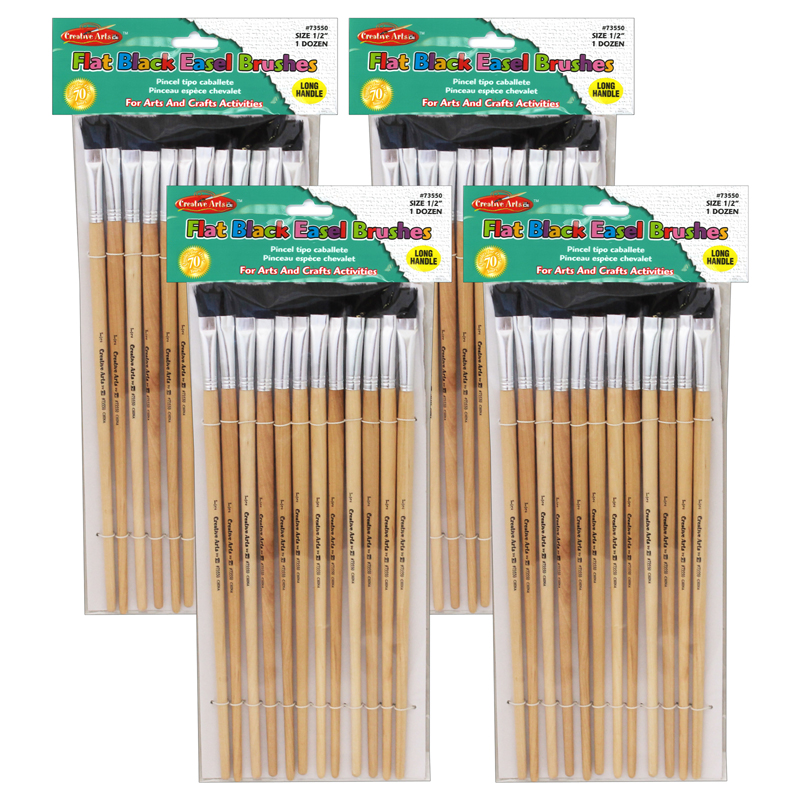 (4 St) Brushes Easel Flat 1/2in