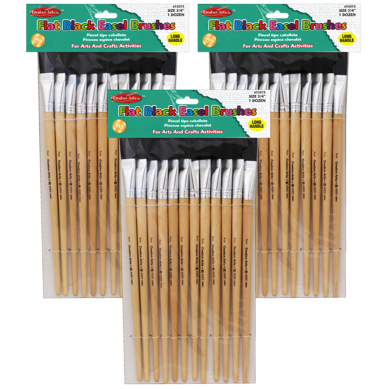 (3 Pk) Brushes Easel Flat 3/4in