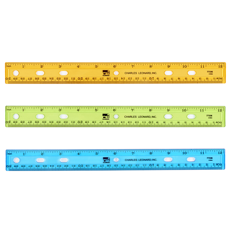 Translucent 12in Plastic Ruler Asst