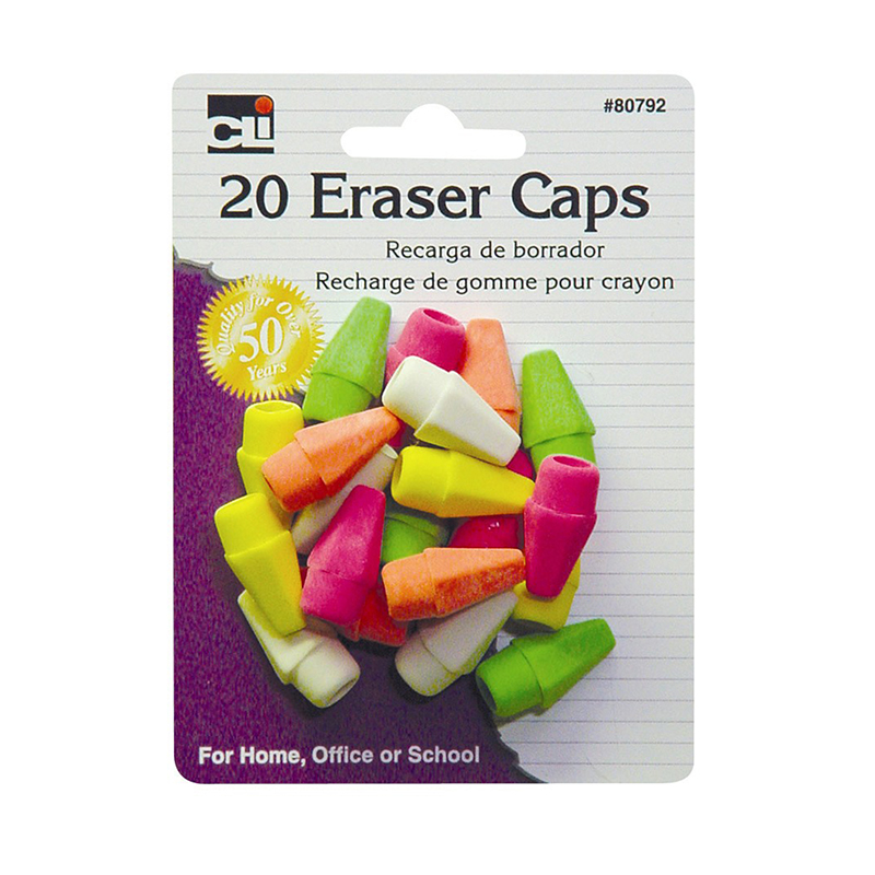 (24 Ea) Eraser Caps Neon Asst