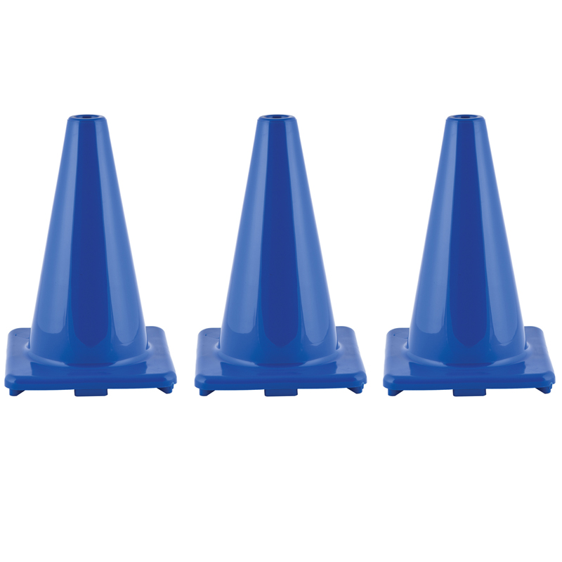 (3 Ea) Flexible Vinyl Cone 12in Blu