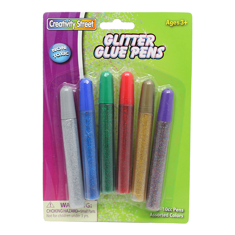 (6 Pk) Glitter Glue Pens Bright