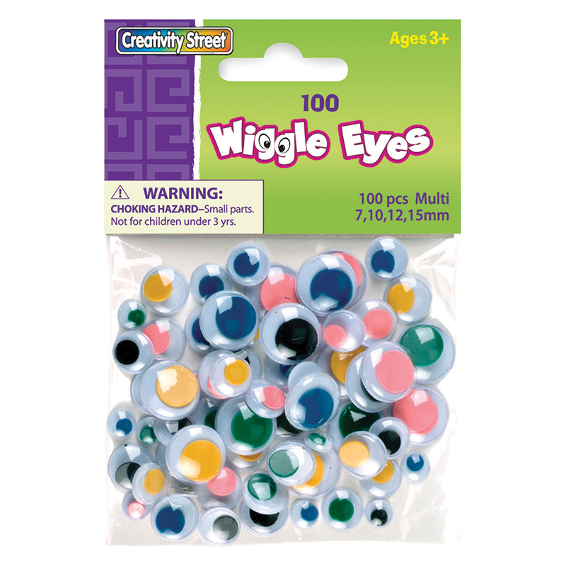 Wiggle Eyes Asst Size100 Multi