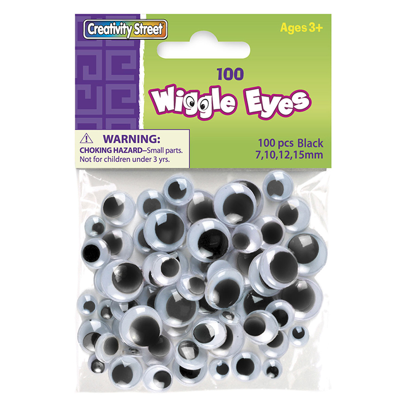 Wiggle Eyes Asst Size 100 Black