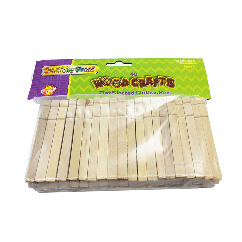 (6 Pk) Wood Flat Slotted Clothespin