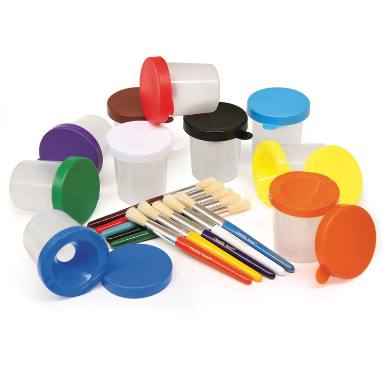 Paint Cups & Brushes Set 10 Cups W/