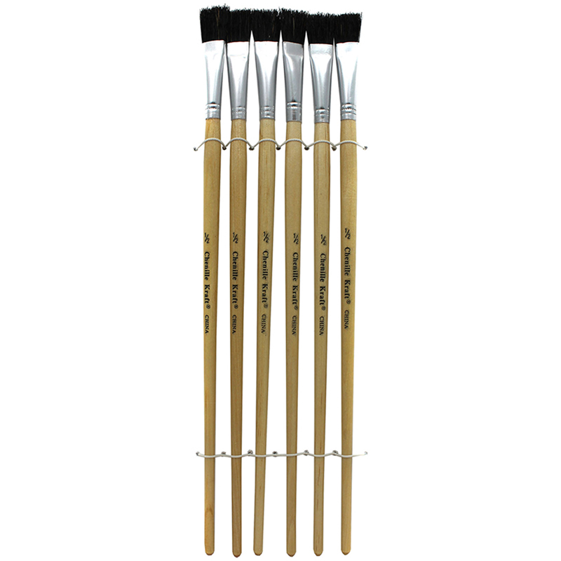 Black Bristle Easel Brush 6-Set