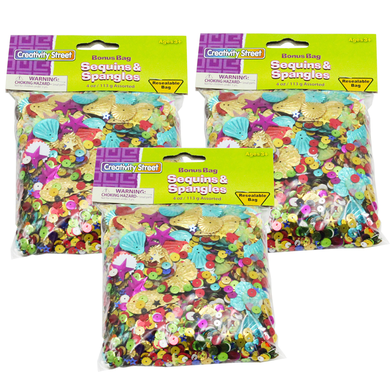 (3 Ea) Sequins & Spangles 4 Oz.