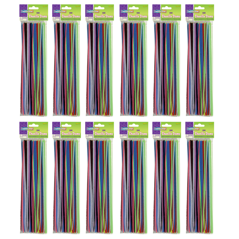 (12 Pk) Chenille Stems Asstd 12in